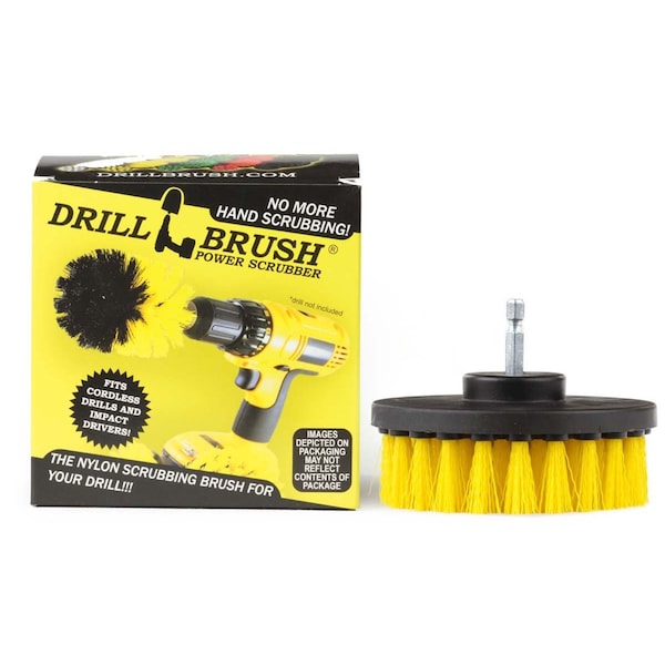 Drillbrush Cleaning Supplies - Scrub Brush - Bathroom Accessories - Drill Brush 4in-Lim-Yellow-Short-QC - main